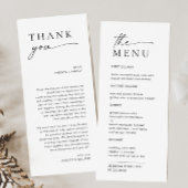 Menu Élégant minimaliste Merci Mariage moderne