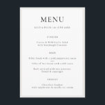 Menu Élégant minimaliste | Moderne Chic Mariage simple<br><div class="desc">Une carte simple et élégante de menu mariage dans un style moderne minimaliste avec une typographie classique et une atmosphère chic et sophistiquée. Le texte peut facilement être personnalisé avec vos options de menu pour un design mariage unique. Si vous avez besoin d'aide pour customiser ce produit, veuillez me contacter...</div>