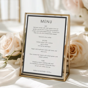 Menu Élégant Minimaliste Moderne Mariage Simple Dîner B