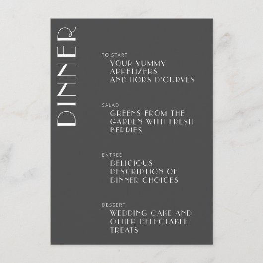 Menu Elégant minimaliste noir blanc Art déco Mariage (Devant)
