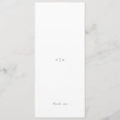Menu Élégant Minimaliste Noir & Blanc | Dîner de Mariag (Dos)