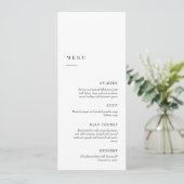 Menu Élégant Minimaliste Noir & Blanc | Dîner de Mariag (Debout devant)