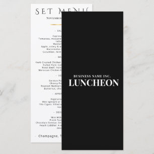 Menu Élégant Minimaliste Noir Blanc Entreprise