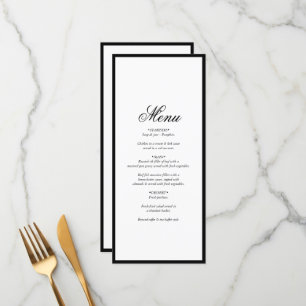 Menu Élégant minimaliste noir blanc Mariage