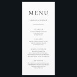 Menu Élégant minimaliste noir et blanc I plat<br><div class="desc">Elégant et moderne,  menu plat minimaliste noir et blanc. Menu entièrement personnalisable pour votre mariage ou événement.</div>