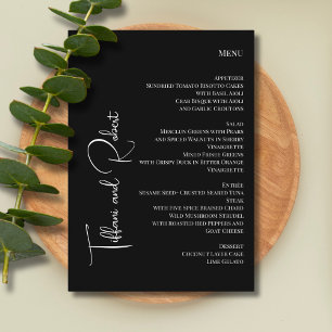 Menu Élégant minimaliste noir et blanc Mariage Big Name