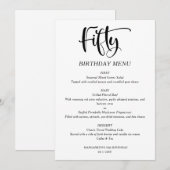 Menu Élégant Minimaliste pour 50e Anniversaire (Devant / Derrière)