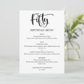 Menu Élégant Minimaliste pour 50e Anniversaire (Debout devant)