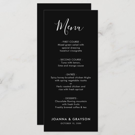 Menu Élégant minimaliste simple Mariage moderne (Devant / Derrière)