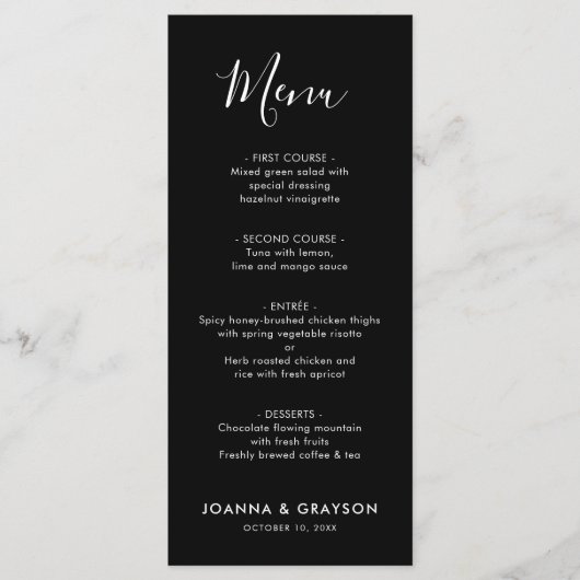 Menu Élégant minimaliste simple Mariage moderne (Devant)