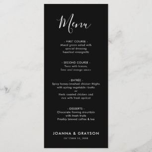 Menu Élégant minimaliste simple Mariage moderne