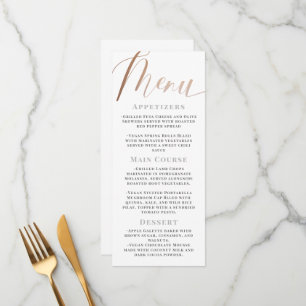 Menu Élégant minimaliste White Rose Mariage de script o