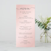Menu Elegant Modern Blush Pink Grey Wedding (Staand voorkant)