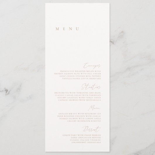 Menu Elegant Modern Ivory & Beige Wedding (Devant)