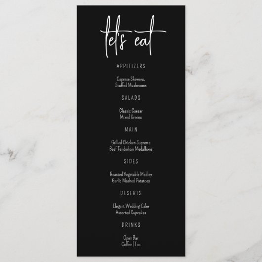 Menu Élégant moderne élégant Personnalisé Nom Mariage M (Devant)