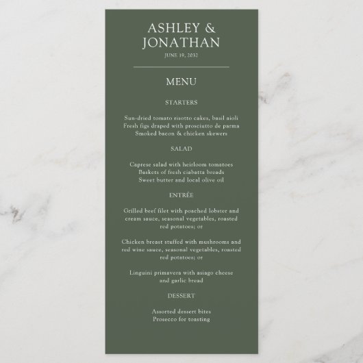 Menu Élégant Moderne Éléments simples Mariage (Devant)