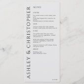 Menu Élégant moderne fumée Mariage noir (Devant)