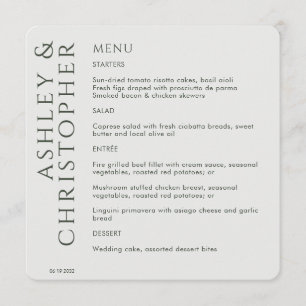 Menu Élégant moderne Mariage vert de mousse foncée mode