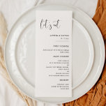 Menu Elégant & moderne noir et blanc Mangeons mariage<br><div class="desc">Mangeons ! menu mariage ou réception. Une typographie moderne et un thème classique noir et blanc pour votre papeterie mariage : choisissez cette suite de mariage simple et élégante. Entièrement personnalisable : vous pouvez modifier l'arrière - plan ainsi que la couleur du texte comme vous le souhaitez.</div>