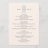 Menu Elégant moderne simple beige, arche initiales mari (Devant)