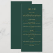 Menu élégant moderne simple vert émeraude et or (Devant / Derrière)