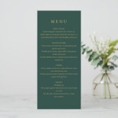 Menu élégant moderne simple vert émeraude et or (Debout devant)