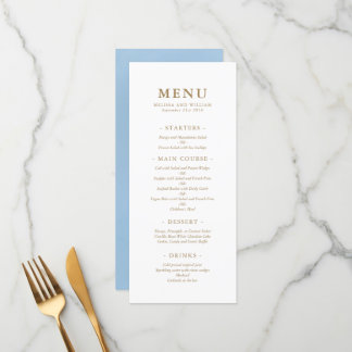 Menu Élégant Monogram Blue Sea Glass Mariage