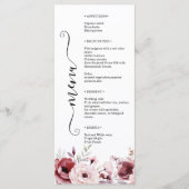 Menu Elegant Monogram Floral Wedding Double-Sided  (Devant)