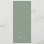 Menu Élégant Monogramme blanc vert Sage simple (Dos)