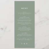 Menu Élégant Monogramme blanc vert Sage simple (Devant)