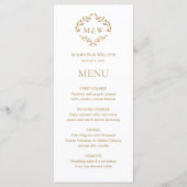 Menu Élégant Monogramme de couronne Mariage or (Devant)
