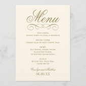 Menu Élégant Monogramme de Mariage à Décor de Rouleaux (Devant)