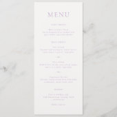 Menu Élégant monogramme de mariage en écriture lilas (Devant)