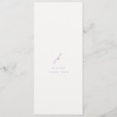 Menu Élégant monogramme de mariage en écriture lilas (Dos)