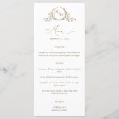Menu Élégant Monogramme d'or blanc Mariage Couronne Cre (Devant)