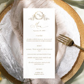 Menu Élégant Monogramme d'or blanc Mariage Couronne Cre