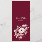 Menu Élégant Monogramme Floral Mariage Double Face (Dos)
