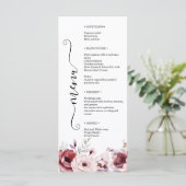 Menu Élégant Monogramme Floral Mariage Double Face (Debout devant)