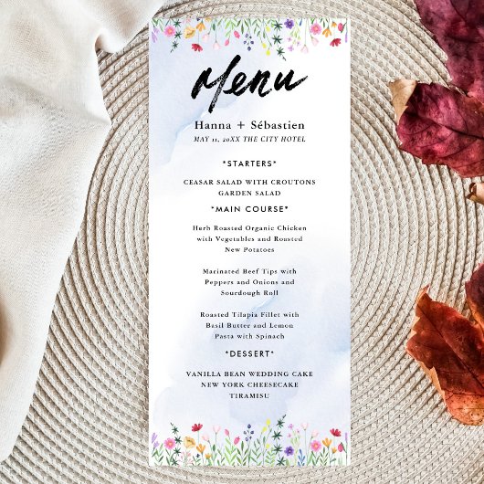 Menu Élégant Monogramme Initial Script Classique Mariag