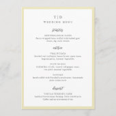 Menu Élégant Monogramme Jaune Beurre Mariage Moderne (Devant)
