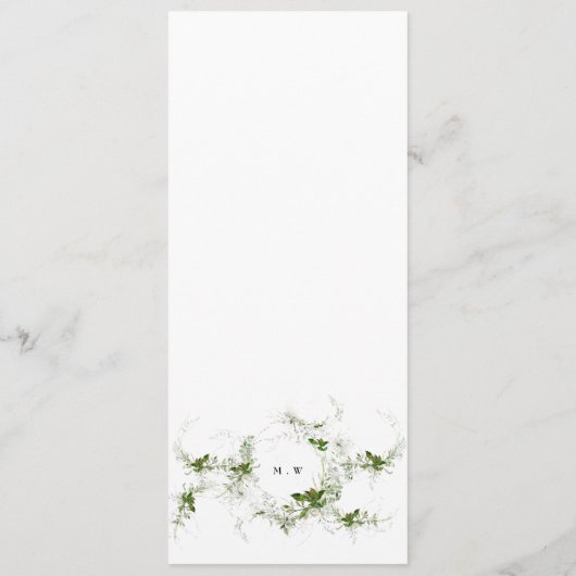 Menu Élégant monogramme | Mariage de couronne d'eucalyp (Dos)