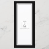 Menu Élégant Monogramme Mariage noir et blanc (Dos)