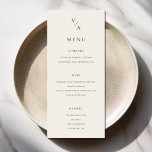 Menu Élégant Monogramme moderne Mariage noir et ivoire<br><div class="desc">Menu mariage moderne avec design minimaliste de typographie monographique en noir et ivoire.</div>