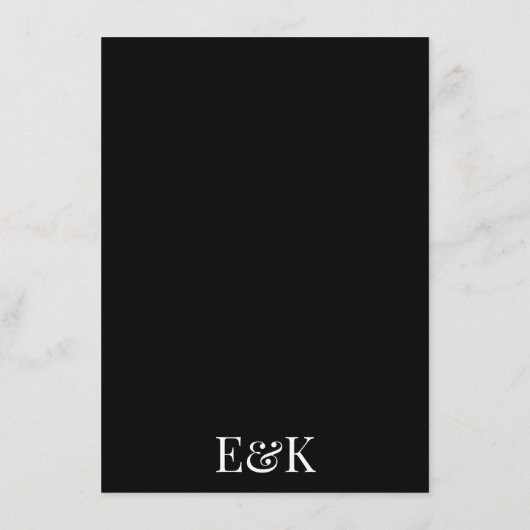 Menu Élégant Monogramme noir blanc Mariage GRAND (Dos)