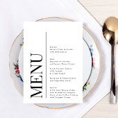 Menu Élégant Monogramme noir blanc Mariage GRAND