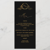 Menu Elegant Monogrammed Black and Gold Wedding (Voorkant)