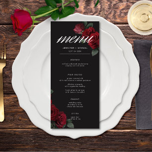 Menu Élégant Moody Blood Red Roses Mariage