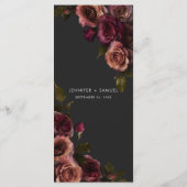 Menu Elégant Moody Muted Rust & Burgundy Floral Mariage (Dos)