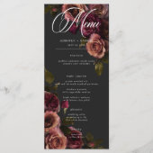 Menu Elégant Moody Muted Rust & Burgundy Floral Mariage (Devant)