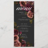 Menu Elégant Moody Muted Rust & Burgundy Floral Mariage (Devant)